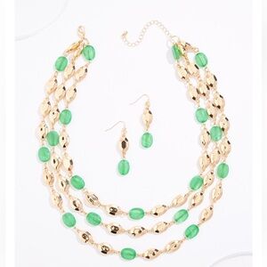 Elegant Gold and Green Necklace Set